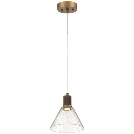 Access Lighting Port Nine Martini, Martini LED Pendant, Antique Brushed Brass Finish, Seeded Glass 63140LEDD-ABB/SDG